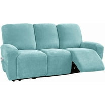 vctops 8 Pieces Luxury Chenille Stretch Recliner Sofa Covers for 3 Seats Reclining Slipcovers Soft Large Couch Cover Furniture Protector with Elastic Bottom(Blue,3 Seat)