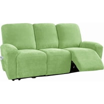 vctops 8 Pieces Luxury Chenille Stretch Recliner Sofa Covers for 3 Seats Reclining Slipcovers Soft Large Couch Cover Furniture Protector with Elastic Bottom(Green,3 Seat)