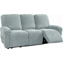 vctops 8 Pieces Luxury Chenille Stretch Recliner Sofa Covers for 3 Seats Reclining Slipcovers Soft Large Couch Cover Furniture Protector with Elastic Bottom(Grey,3 Seat)