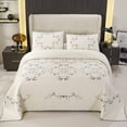 thumbnail image 1 of vctops Floral Embroidery Cotton Quilted Bedspread Quilt Set Oversize Queen 3 Piece Reversible Lightweight Bed Coverlet Set for All Season (Floral,104"x91"), 1 of 7