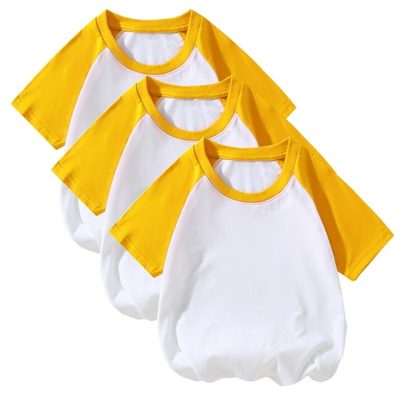 vdgthytj 3 Pack Kids Summer Raglan T-Shirts Girls Boys Color Block Crewneck Short Sleeve Casual Basic Tops Tees
