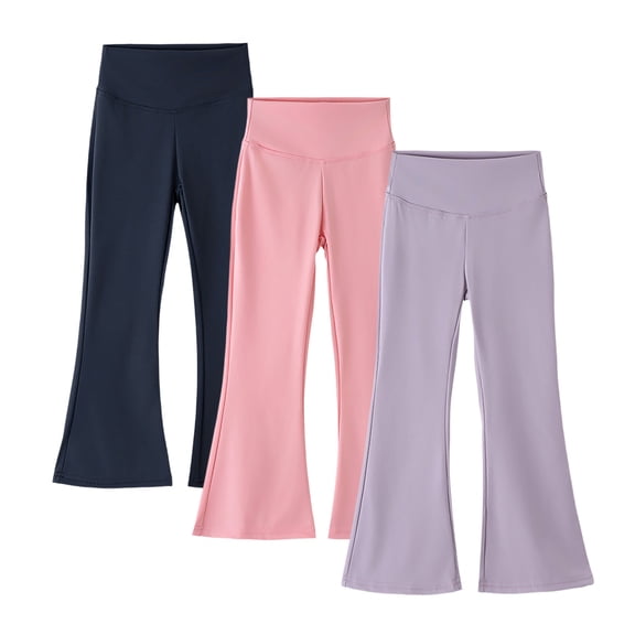 vdgthytj 3pc Girls Flared Yoga Pants Kids High Waisted Bell Bottom Leggings Casual Stretchy Athletic Bootcut Pants