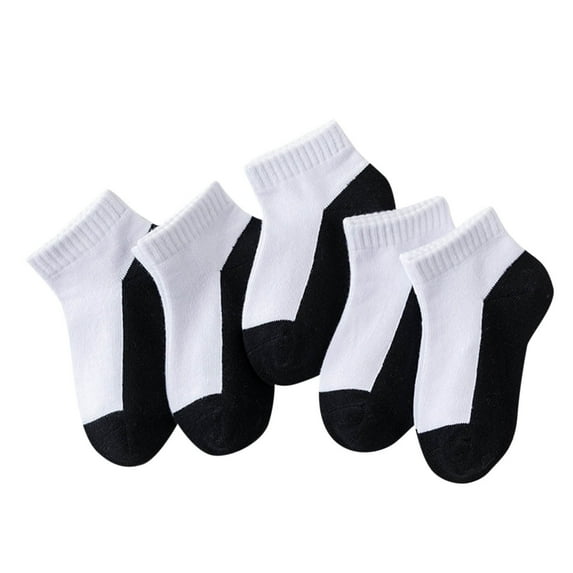 vdgthytj 5 Pairs Toddler Boy Girls Crew Socks Color Block Breathable Cotton Athletic Sport No Show Socks for Kids