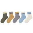 thumbnail image 1 of vdgthytj 5 Pairs Toddler Boy Girls Crew Socks Cute Color Block Breathable Cotton Ankle Socks for Kids, 1 of 4