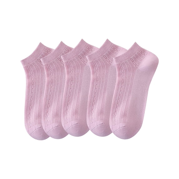 vdgthytj 5pc Ankle Socks for Women Macaron Color Hollow Mesh Thin Soft Breathable Casual Socks for Daily Wear(One Size,Hot Pink)