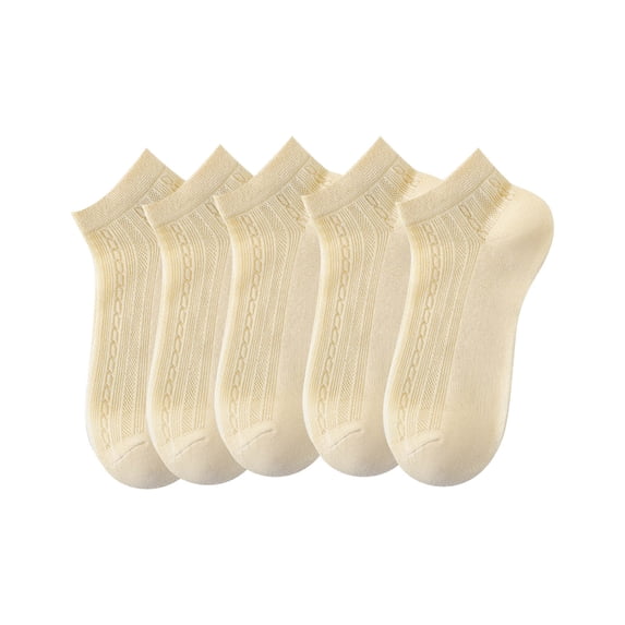 vdgthytj 5pc Ankle Socks for Women Macaron Color Hollow Mesh Thin Soft Breathable Casual Socks for Daily Wear(One Size,Yellow)