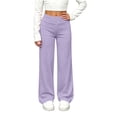 thumbnail image 1 of vdgthytj Athletic Pants for Girls Straight Leg Loose Elastic High Waist Solid Yoga Gym Workout Trousers(14-15 Years,Purple), 1 of 9