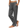 thumbnail image 1 of vdgthytj Athletic Pants for Women Drawstring Elastic Waist Wide Leg Loose Running Casual Trousers with Pockets(Large,Dark Gray), 1 of 6