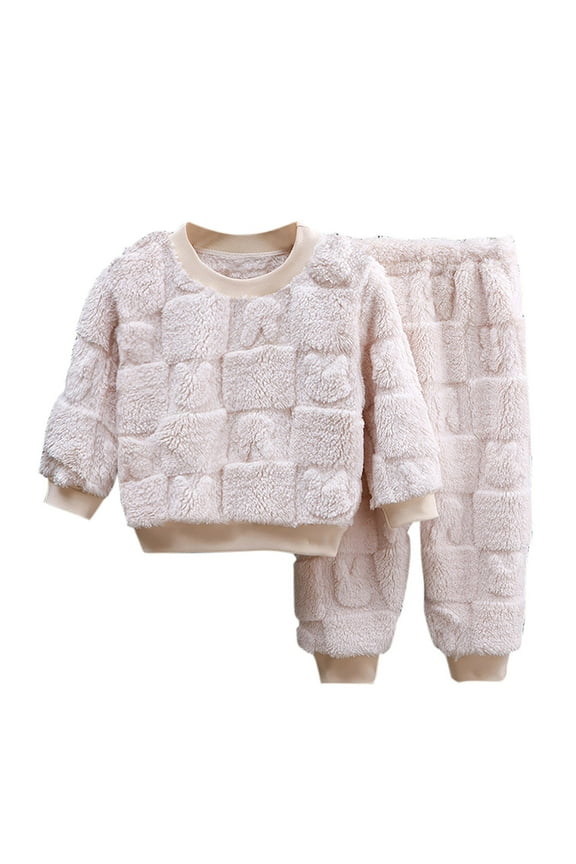 Toddler Baby Winter Clothes Cute Long Sleeve Fleece Sweatshirt Pants Sets Kids Casual Warm Outfits Homewear