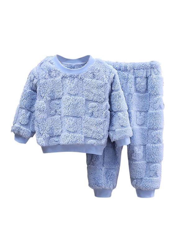 Toddler Baby Winter Clothes Cute Long Sleeve Fleece Sweatshirt Pants Sets Kids Casual Warm Outfits Homewear