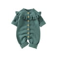 thumbnail image 1 of vdgthytj Baby Girls Sweater Romper Newborn Cute Knitted Bodysuit Button Ruffle Long Sleeve Jumpsuits Winter Clothes, 1 of 7