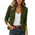 thumbnail image 1 of vdgthytj Blazer for Women Lapel Collar Button Front Long Sleeve Fashion Solid Business Casual Work Office Jackets(Medium,Army Green), 1 of 9