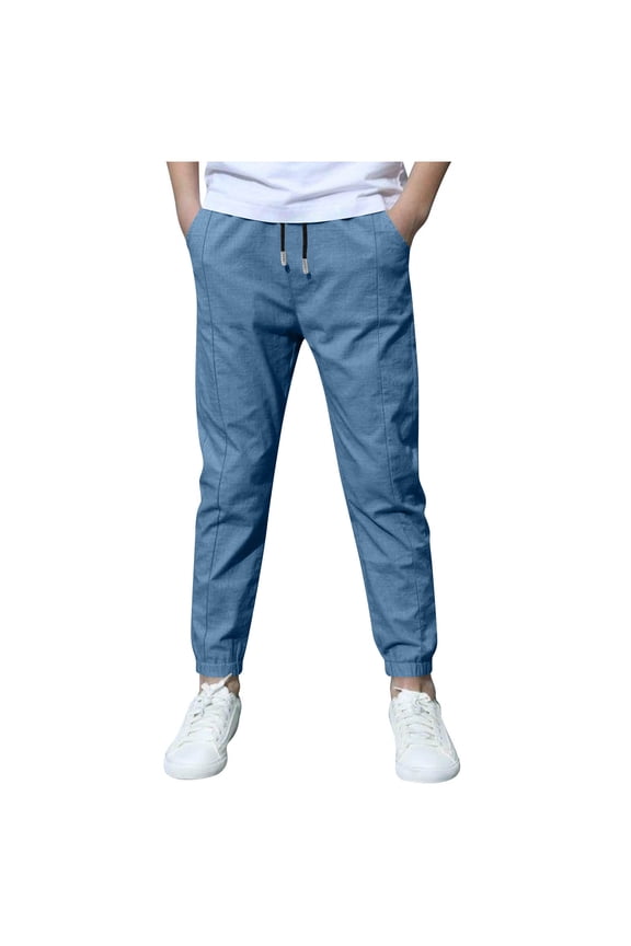 Boys Fleece Lined Joggers Pants Kids Warm Winter Drawstring Elastic Waist Athletic Trousers with Pockets