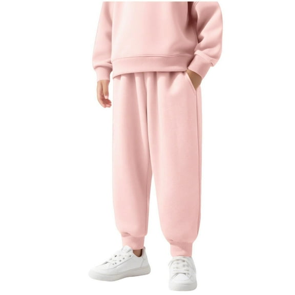 vdgthytj Boys Girls Fleece Lined Sweatpants Elastic Waist Athletic Jogger Kids Basic Workout Pants with Pockets