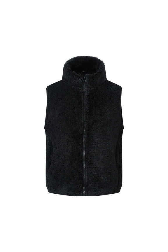 Boys Girls Fleece Vest Coat Kids Solid Color Sleeveless Stand Collar Zipper Jacket Winter Warm Outwear