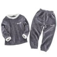 thumbnail image 1 of vdgthytj Boys Girls Fuzzy Fleece Pajama Set Cozy Warm Long Sleeve Top and Pants 2 Piece Outfits Sleepwear, 1 of 5