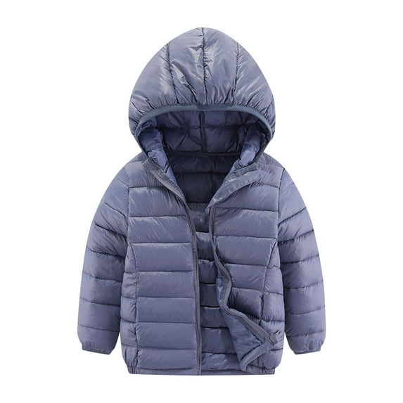 vdgthytj Boys Girls Puffer Jacket with Hood Kids Solid Color Lightweight Zip up Warm Winter down Coats 3-16 Years