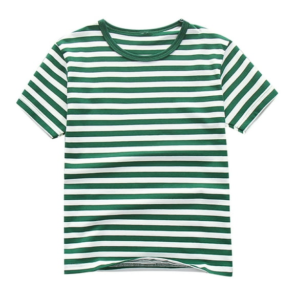 vdgthytj Boys Girls Summer Short Sleeve T-Shirt Casual Striped Crewneck Basic Tee Tops Clothes for Kids 3-13 Years