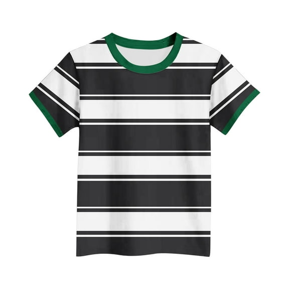vdgthytj Boys Girls Summer T Shirts Kids Striped Crewneck Short Sleeve Tops Casual Basic Tees Blouses 3-15 Years