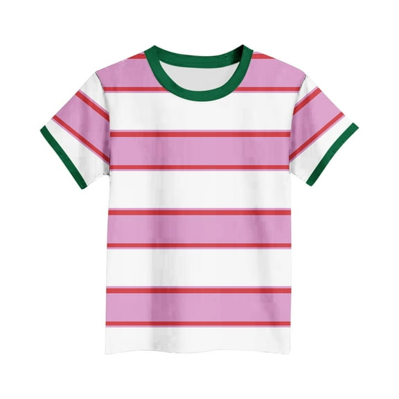 vdgthytj Boys Girls Summer T Shirts Kids Striped Crewneck Short Sleeve Tops Casual Basic Tees Blouses 3-15 Years
