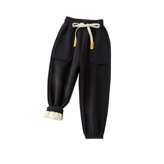 vdgthytj Boys Girls Winter Warm Pants Fleece Lined Elastic Waist Workout Active Sweatpants Lounge Trousers for Kids