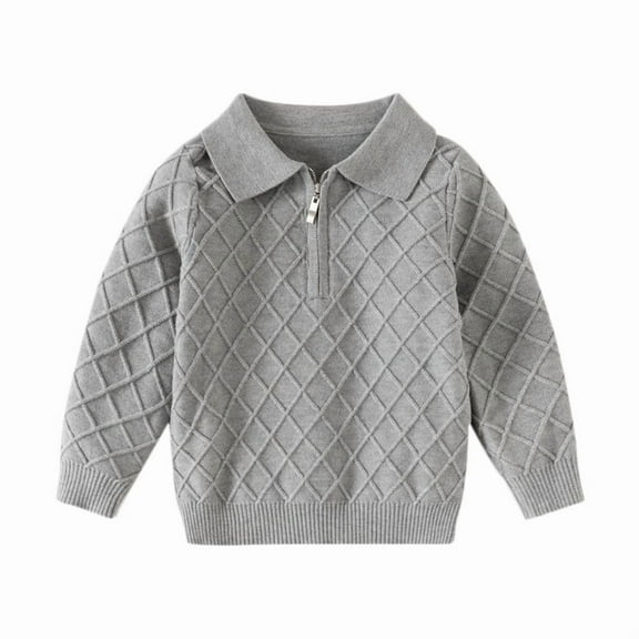 vdgthytj Boys Knit Sweaters Kids Collared Long Sleeeve Casual Quarter Zip Pullover Tops Fall Clothes