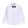 thumbnail image 1 of vdgthytj Boys Long Sleeve White Dress Shirt Collared Button down Formal School Uniform Shirt with Bowtie for Kids, 1 of 4