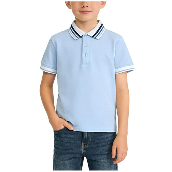 vdgthytj Boys Short Sleeve Shirts Casual Summer Button up Collar School Uniform Tops for Kids 2-15 Years