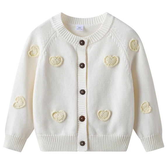 vdgthytj Cardigans for Kids Long Sleeve Tops Crewneck Embroidered Button Cute Fall Winter Boys Girls Knit Sweaters