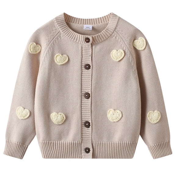 vdgthytj Cardigans for Kids Long Sleeve Tops Crewneck Embroidered Button Cute Fall Winter Boys Girls Knit Sweaters