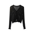 thumbnail image 1 of vdgthytj Cardigans for Women Long Sleeve V-Neck Button Front Ribbed Knit Sweater Fall Casual Crop Cover up Tops(Large,Black), 1 of 6