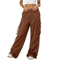 Multiple Floors vdgthytj Cargo Pants Women Wide Leg Floor Length Solid Streetwear Loose ...