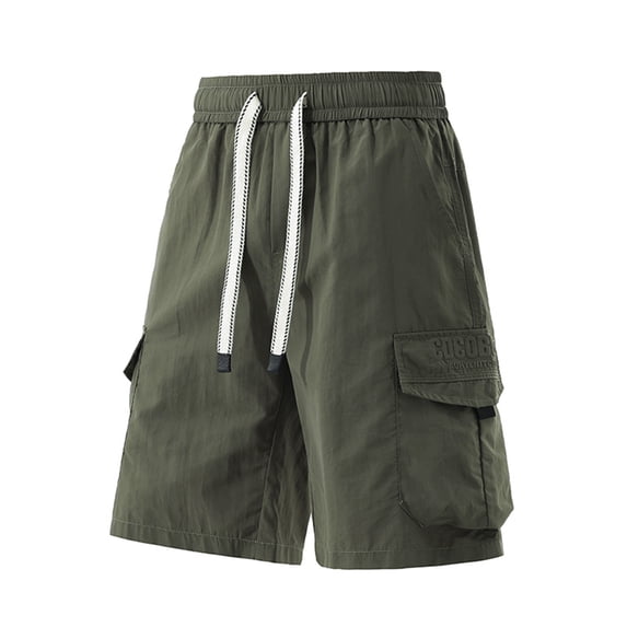 vdgthytj Cargo Shorts for Men Elastic Waist Drawstring Loose Fitted Summer Hiking Travel Beach Shorts with Pockets
