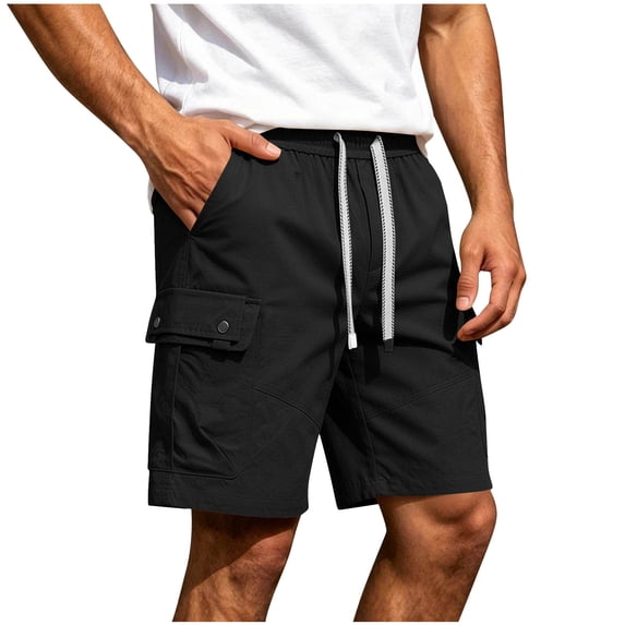 vdgthytj Cargo Shorts for Men Elastic Waist Drawstring Loose Fitted Summer Hiking Travel Beach Shorts with Pockets