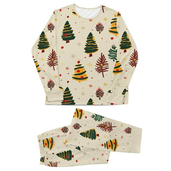 vdgthytj Christmas Family Pajamas Cute Printed Long Sleeve T-Shirt Tops and Pants Matching Set Pjs Sleepwear Loungewear