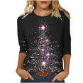 thumbnail image 1 of vdgthytj Christmas Shirts for Women 3/4 Length Sleeve Xmas Tunic Tops Plus Size Crew Neck Funny Graphic Tees, 1 of 5