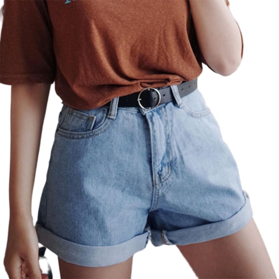 vdgthytj Denim Shorts for Women High Waist Wide Leg Loose Fitted Summer Casual Jeans Shorts with Pockets