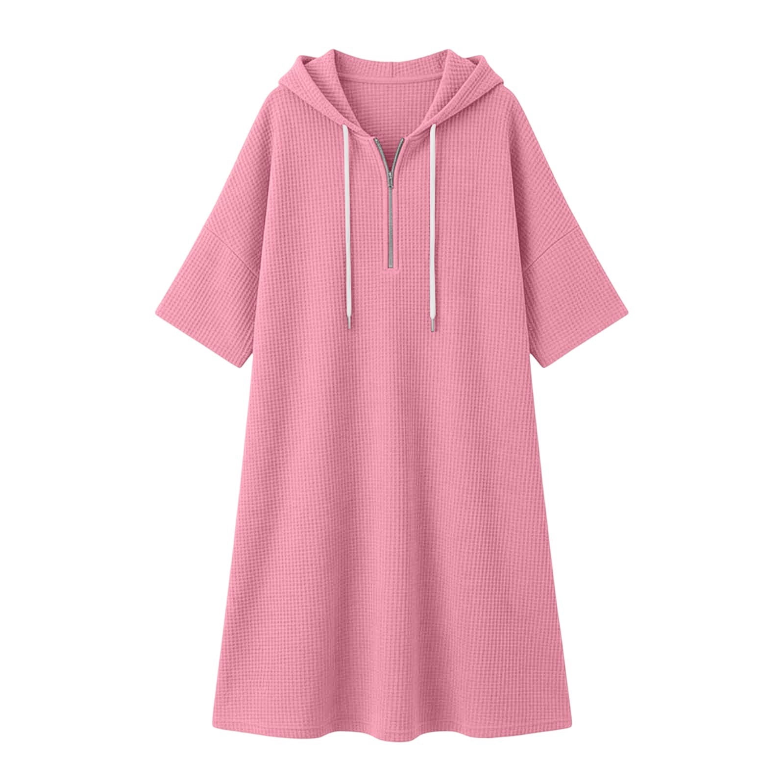 vdgthytj Fall Dresses for Women Half Zip Drawstring Hooded Sweatshirts ...