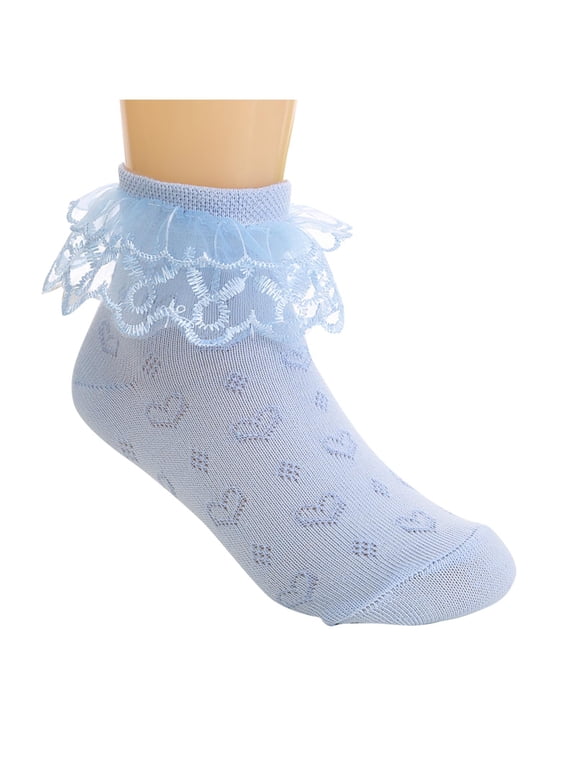Girls Ankle Socks Mesh Ruffle Lace Breathable Soft Princess Dance Dress Socks for Kids