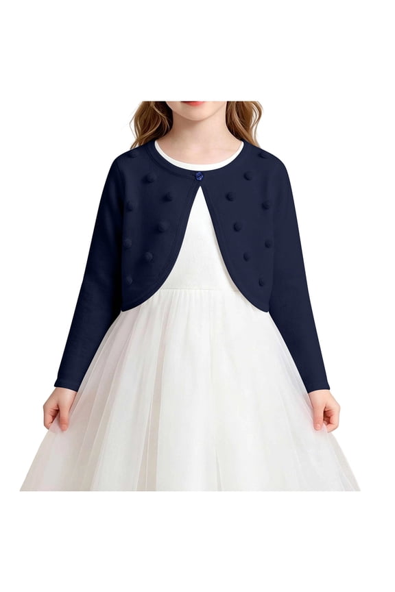 Girls Clothes Long Sleeve Cardigan Lightweight Button Bobble Ribbed Knit Sweater Fall Cover up Cropped Tops for 2-14 Years