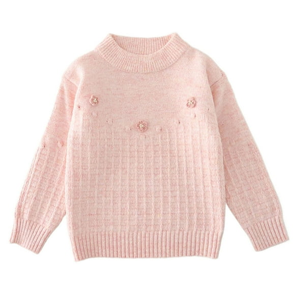 vdgthytj Girls Fall Sweaters Cute Flower Crewneck Knit Long Sleeve Pullover Tops for Kids 3-12 Years