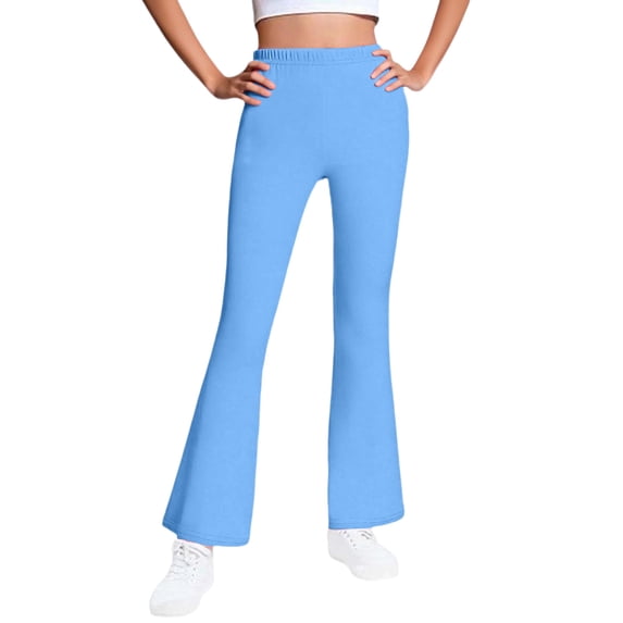 vdgthytj Girls Fleece Lined Flare Leggings Kids Casual High Waist Bell Bottom Athletic Yoga Thermal Pants