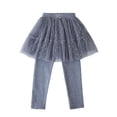 thumbnail image 1 of vdgthytj Girls Footless Leggings with Ruffle Tulle Skirt Toddler Kids Mesh Elastic Waist Stretchy Pantskirt 2-10 Years, 1 of 7