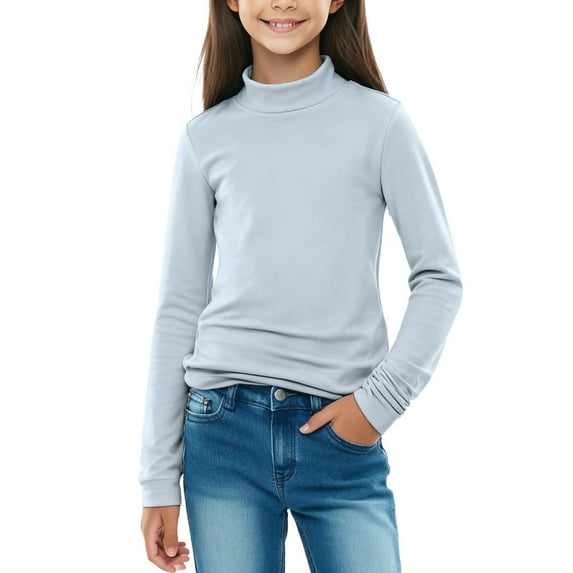 vdgthytj Girls' Half Turtleneck Long Sleeve T-Shirt Kids Underwear Tops Casual Soft Base Layer Tees