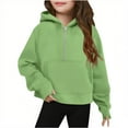 thumbnail image 1 of vdgthytj Girls Half Zip Hoodies Kids Trendy Long Sleeve Fleece Pullover Hooded Sweatshirts with Thumb Hole, 1 of 4