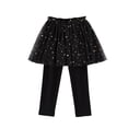 thumbnail image 1 of vdgthytj Girls Leggings with Tulle Skirts Sequine Mesh Skirt Pants Kids Casual High Waist Stretchy Tights, 1 of 5