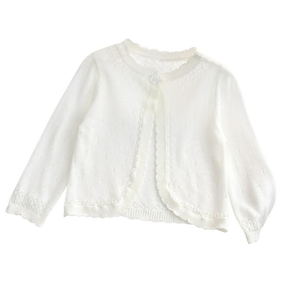 vdgthytj Girls Long Sleeve Cardigan Kids Cute Button Knitted Shrug Sweaters Tops Knitwear Spring Fall Clothes