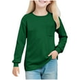thumbnail image 1 of vdgthytj Girls Long Sleeve Shirt Fall Crewneck Casual Solid Color Base Layer Tee Top for Kids 5-14 Years, 1 of 8