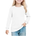 thumbnail image 1 of vdgthytj Girls Long Sleeve Shirt Fall Crewneck Casual Solid Color Base Layer Tee Top for Kids 5-14 Years, 1 of 8