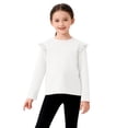 thumbnail image 1 of vdgthytj Girls Long Sleeve T-Shirts Cute Ruffle Round Neck Casual Solid Color Kids Spring Fall Top Blouses, 1 of 5